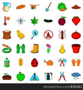Garden work icons set. Cartoon style of 36 garden work vector icons for web isolated on white background. Garden work icons set, cartoon style