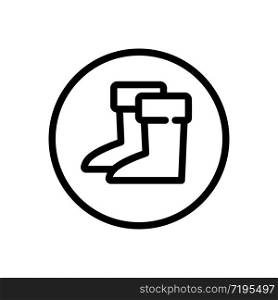 Gardening boots. Outline icon in a circle. Isolated footwear vector illustration