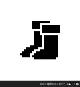 Gardening boots. Pixel icon. Isolated footwear vector illustration
