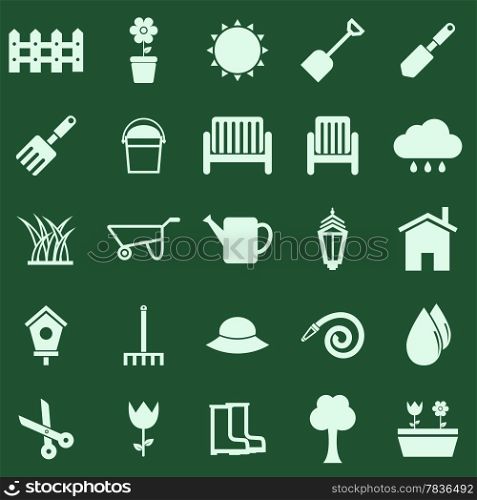 Gardening color icons on green background, stock vector