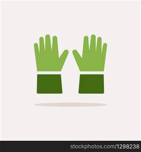 Gardening gloves. Color icon with shadow. Clothes glyph vector illustration