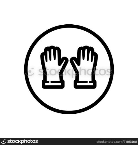 Gardening gloves. Outline icon in a circle. Isolated clothes vector illustration