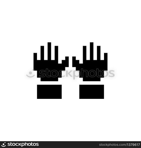 Gardening gloves. Pixel icon. Isolated clothes vector illustration