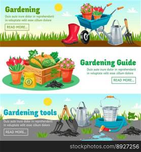 Gardening horizontal banners vector image