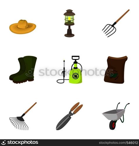 Gardening icons set. Cartoon illustration of 9 gardening vector icons for web. Gardening icons set, cartoon style