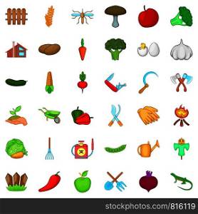 Gardening icons set. Cartoon style of 36 gardening vector icons for web isolated on white background. Gardening icons set, cartoon style