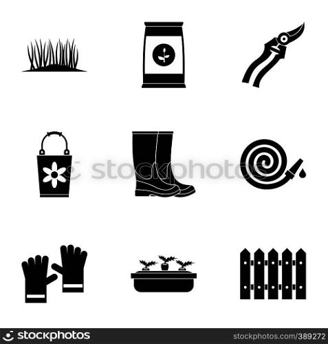 Gardening icons set. Simple illustration of 9 gardening vector icons for web. Gardening icons set, simple style