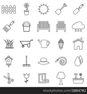 Gardening line icons on white background, stock vector