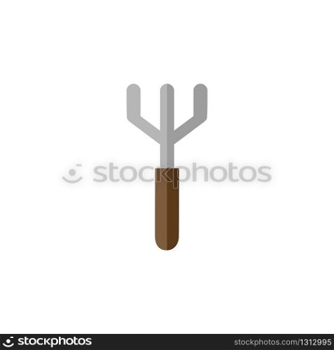 Gardening rake. Flat color icon. Isolated tool vector illustration