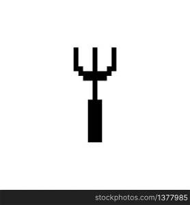 Gardening rake. Pixel icon. Isolated tool vector illustration