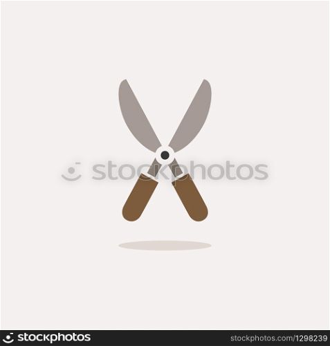 Gardening shears. Color icon with shadow. Tool glyph vector illustration