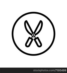Gardening shears. Outline icon in a circle. Isolated tool vector illustration