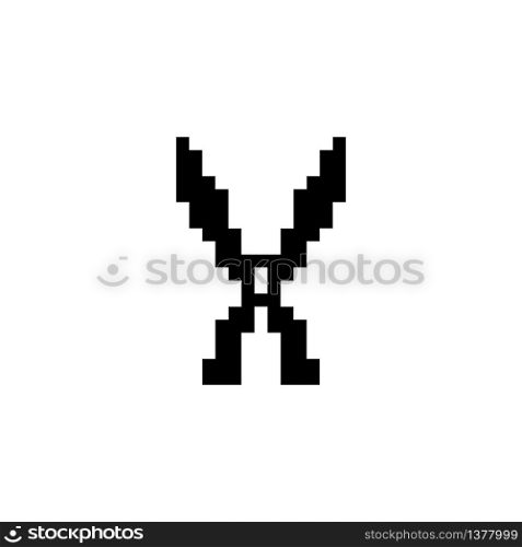 Gardening shears. Pixel icon. Isolated tool vector illustration