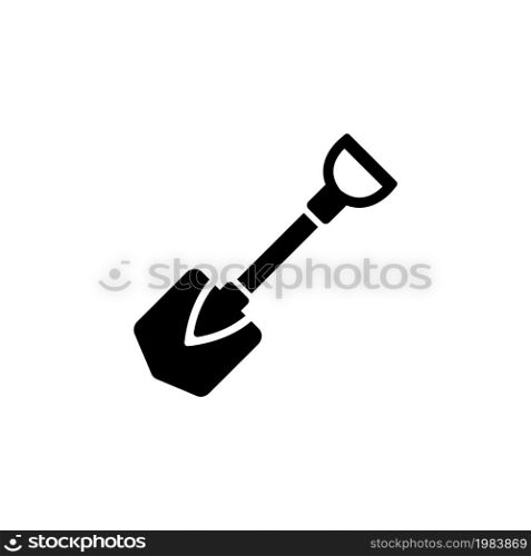 Gardening Shovel, Agriculture Farm Tools. Flat Vector Icon illustration. Simple black symbol on white background. Gardening Shovel, Farm Tools sign design template for web and mobile UI element. Gardening Shovel, Agriculture Farm Tools Flat Vector Icon