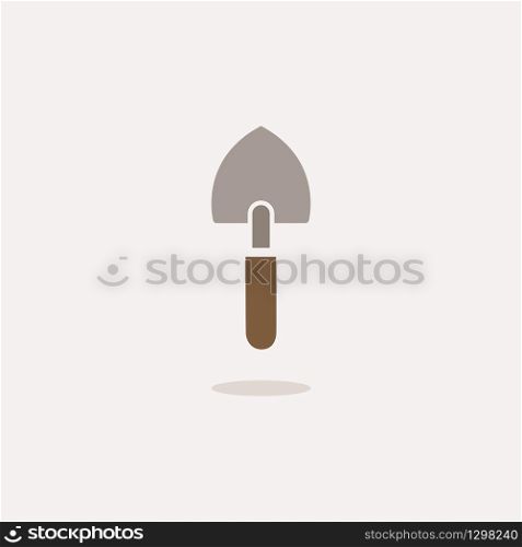 Gardening shovel. Color icon with shadow. Tool glyph vector illustration