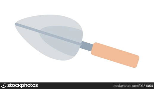 Gardening shovel tool semi flat color vector object. Hand trowel for horticulture. Editable icon. Full sized element on white. Simple cartoon style spot illustration for web graphic design, animation. Gardening shovel tool semi flat color vector object