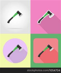 gardening tool ax flat icons vector illustration isolated on background