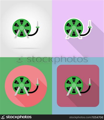 gardening tool hose for watering flat icons vector illustration isolated on background