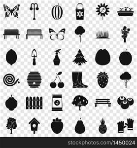 Gardening tool icons set. Simple style of 36 gardening tool vector icons for web for any design. Gardening tool icons set, simple style