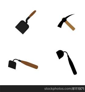 gardening tool logo illustration design. hoe logo stock illustration design
