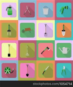 gardening tools flat icons vector illustration isolated on background