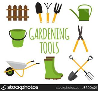Gardening Tools, Instruments Flat Icon Collection Set. Vector Illustration EPS10. Gardening Tools, Instruments Flat Icon Collection Set. Vector Il