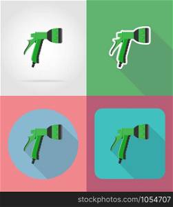 gardening watering gun flat icons vector illustration isolated on background
