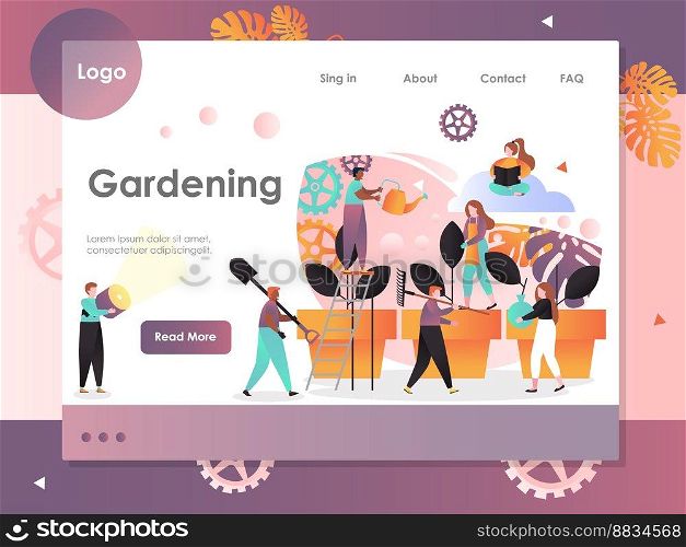 Gardening website landing page design vector image