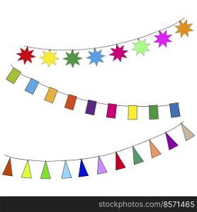 garland flags. Happy birthday. Party decoration. Vector illustration. stock image. EPS 10.. garland flags. Happy birthday. Party decoration. Vector illustration. stock image. 