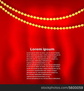 Garland of beads on a red background. Vector illustration