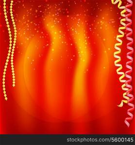 Garland of beads on a red background. Vector illustration