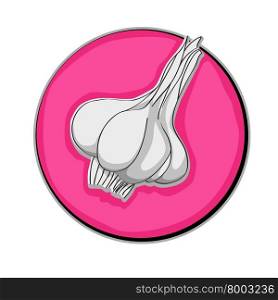 Garlic clip art, doodle illustration isolated on white
