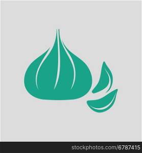 Garlic icon. Gray background with green. Vector illustration.