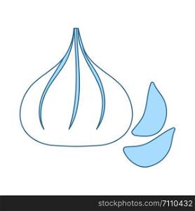 Garlic Icon. Thin Line With Blue Fill Design. Vector Illustration.