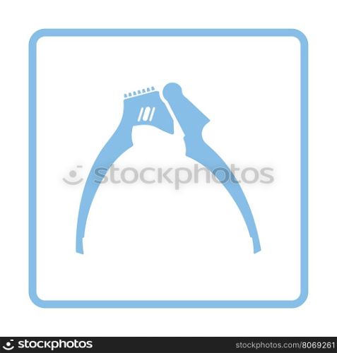 Garlic press icon. Blue frame design. Vector illustration.