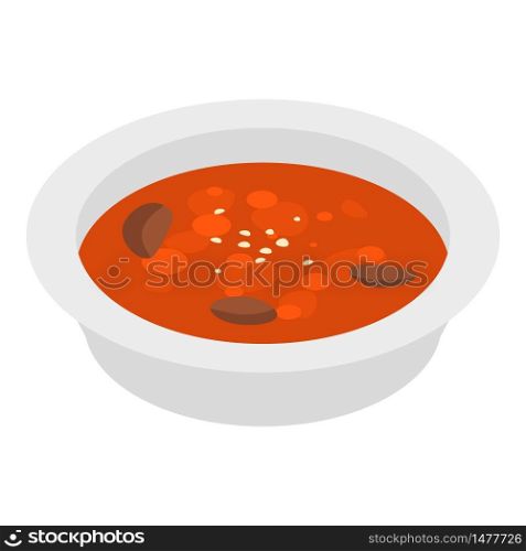 Garlic soup icon. Isometric of garlic soup vector icon for web design isolated on white background. Garlic soup icon, isometric style