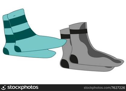 Garment of the socks white background is insulated. Vector illustration garment socks of the varied colour