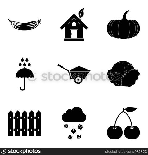 Garnish icons set. Simple set of 9 garnish vector icons for web isolated on white background. Garnish icons set, simple style