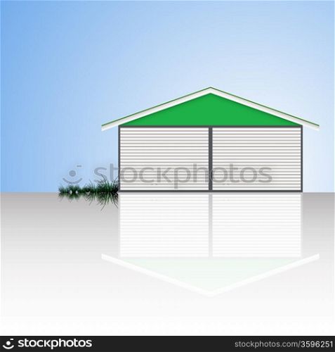 garrage reflected and blue sky, abstract vector art illustration; image contains transparency and opacity mask