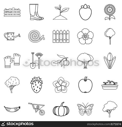 Garth icons set. Outline set of 25 garth vector icons for web isolated on white background. Garth icons set, outline style