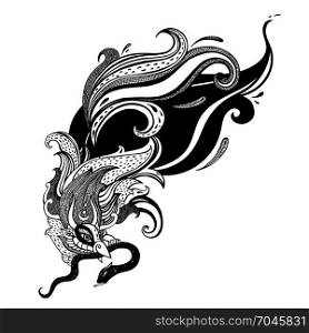 Garuda. Hand drawn illustration.. Garuda. Beautiful bird. Vector hand drawn illustration