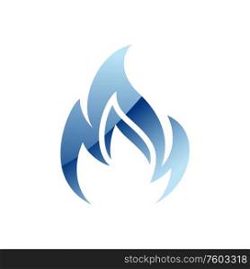 Gas and oil company logo isolated icon. Vector natural gasoline, blue fire. Blue fire, natural gas logo