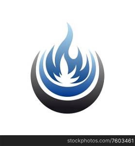 Gas and oil company logo isolated icon. Vector natural gasoline, blue fire. Blue fire, natural gas logo