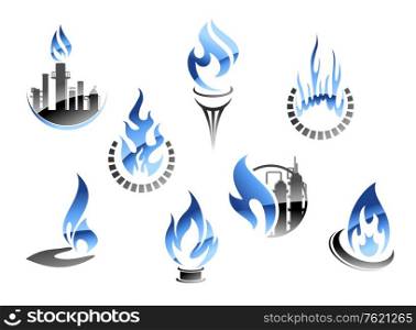Gas and oil industry symbols in glossy style