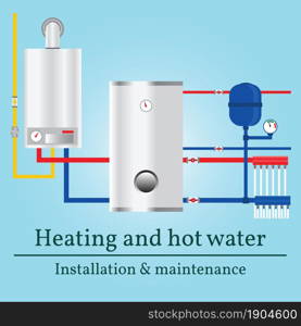 Gas boiler banner. Vector.