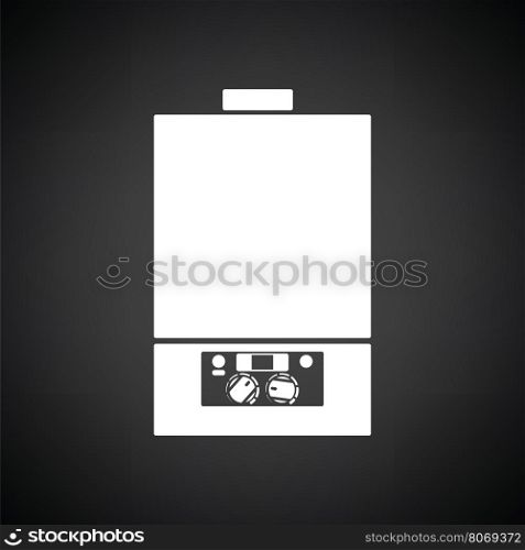 Gas boiler icon. Black background with white. Vector illustration.
