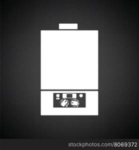 Gas boiler icon. Black background with white. Vector illustration.