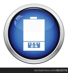 Gas boiler icon. Glossy button design. Vector illustration.