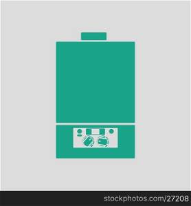Gas boiler icon. Gray background with green. Vector illustration.