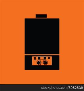 Gas boiler icon. Orange background with black. Vector illustration.